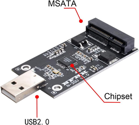 NFHK Mini PCI-E mSATA to USB 2.0 External SSD PCBA Conveter Adapter Pen Driver Card Without Case...