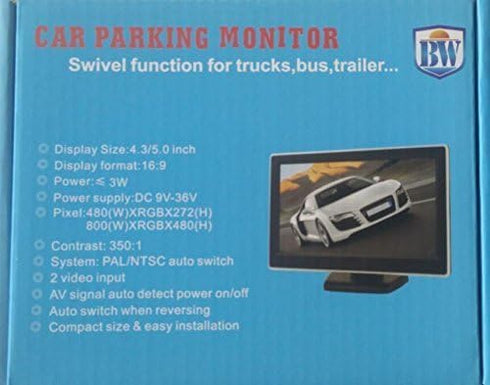 BW 4.3 Inch TFT LCD Screen Adjustable Car Monitor for Vehicle Backup Cameras Security CCTV Camera and Car DVR...