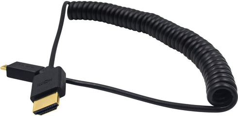 Duttek Extreme Thin Coiled Micro HDMI to HDMI Cable 6FT/1.8M, HDMI to Micro HDMI 2.0 Cable Compatible 4K@60Hz, 1080P, 4K, 3D, and Audio Return Cha...