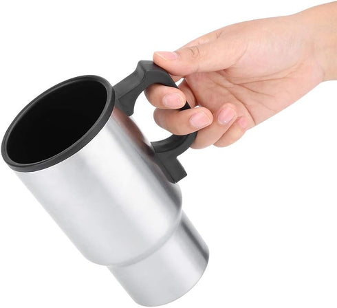 Car Kettle,Car Heating Cup,12v 450ml Stainless Steel Travel Mug Car Heating Cup, Fast Travel Heating Cup with Lid, Spill Proof, Electric Cup for H...