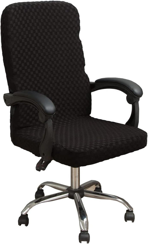 Office Chair Slipcovers Stretchy Polyester Jacquard Computer Chair Cover (No Chair) (Black, M)...