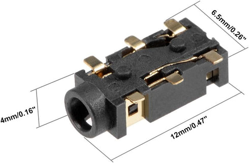 uxcell 10Pcs PCB Mount 2.5mm 6 Pin Socket Headphone Stereo Jack Audio Video Connector Black PJ-242B...