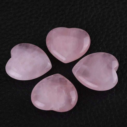 4pcs Healing Crystal Rose Quartz Carved Heart Shaped Shiny Stone Reiki Balancing Semi-Precious Decor Polished Adorn Decoration...