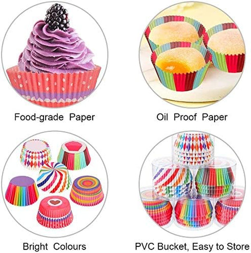 600PCS/Set Muffin Cupcake Paper Cups Cake Forms Cupcake Liner Baking Muffin Box Cup Case Party Tray Cake Mold Decorating Tools...