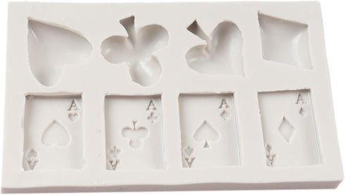 Poker Silicone Molds Playing Cards Hearts Diamonds Spades Clubs Fondant Mold For Cake Decoration Chocolate Candy Cupcake Topper Sugar Craft Gum Pa...