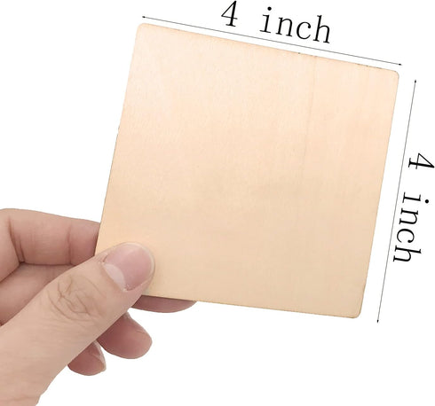 20 Pcs Unfinished Wood Pieces,4 x 4 Inch Blank Natural Slices Wood Square for DIY Crafts Painting, Scrabble Tiles, Coasters, Decoration...