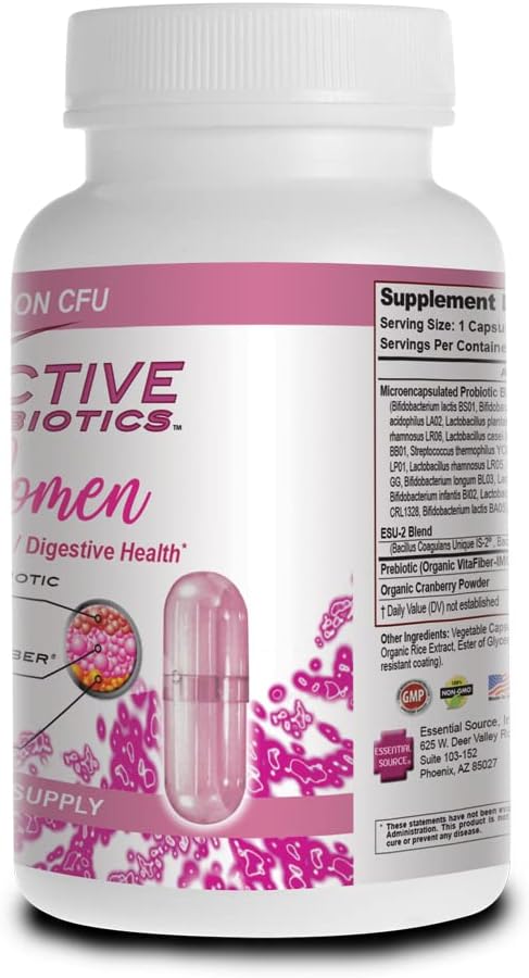 Triactive Biotics for Women - Probiotics for Women with 18 Strains, Organic VitaFiber Prebiotic & Cranberry to Digestive Support, Immune Defense, ...