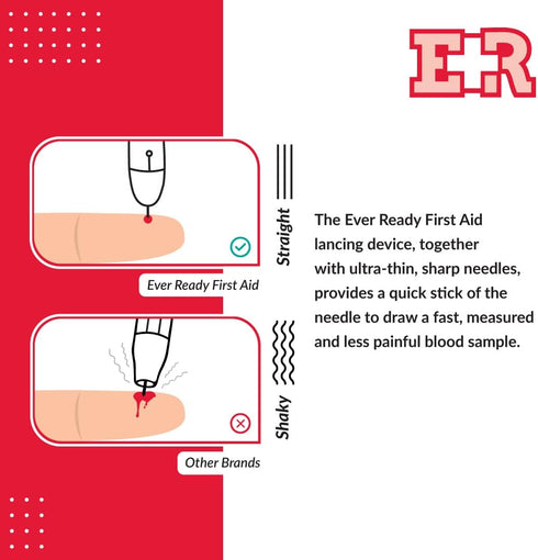 Ever Ready First Aid Lancing Device with 100 30 Gauge Twist Lancets for Blood Sugar Testing...