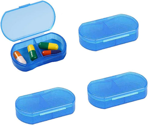 2PCS Pill Case for Purse Small 4PCS Pill Organizer Portable Travel Daily Pill Containers AM & PM Mini Pill Box Vitamin, Fish Oil, Supplement Holde...