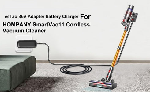 AC/DC Adapter Charger Compatible with HOMPANY SmartVac11 Smartvac 11, Laresar Ultra 7 29.6V 2500mAh 29.6VDC 2.5Ah Lithium Li-ion Battery Pack 500W...