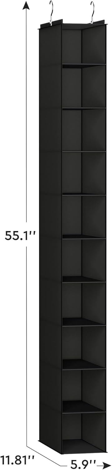 Hanging Shoe Organizer, 10-Shelf Closet Shoe Organizers, Hanging Shoe Storage, Black...