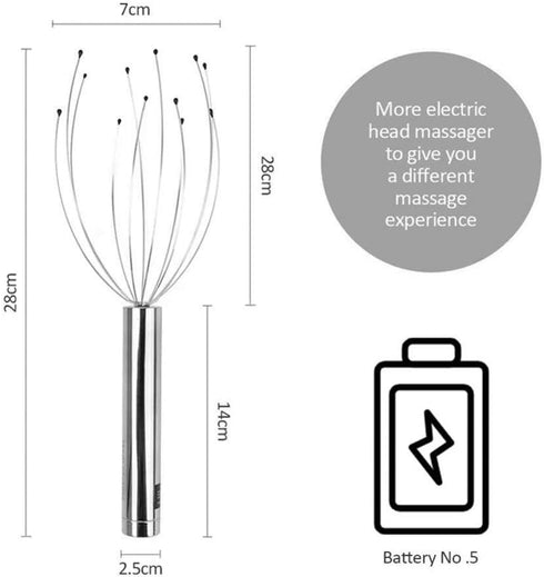 Healifty Head Massage Tingler Scalp Massager Scratcher Electric Gripper Claw Head Spa for Deep Relaxation Hair Stimulation for Women Men without B...