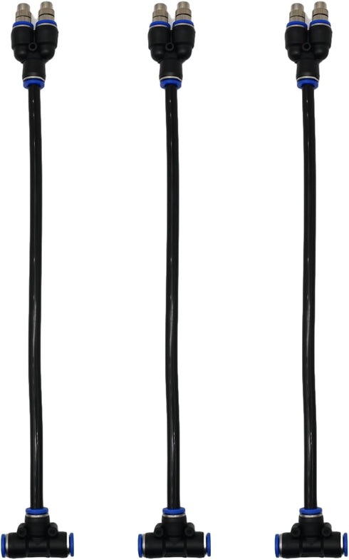 3 Pack 2 Way Brass Misting Nozzles Tee, w/ 13 in Length Built in Hose for Outdoor Watering System, Adjustable 360° Rotation Nozzles, Water Mister ...