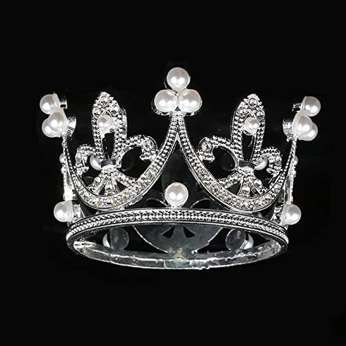 Pearl Crystal Princess Crown - Mini Rhinestone Bridal Wedding Newborn Baby Crown - Silver...
