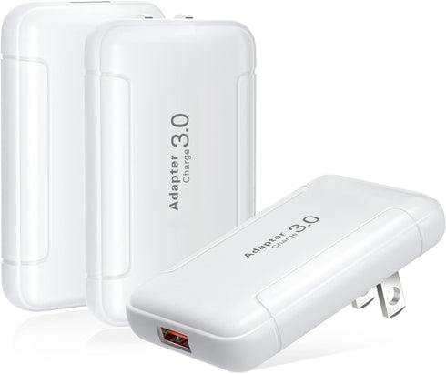 Flat USB Wall Charger, Costyle 3 Pack 18W Quick Fast Charge 3.0 Slim USB Wall Plug Adapter Fast Charging Block with Foldable Plug for iPhone 13 12...