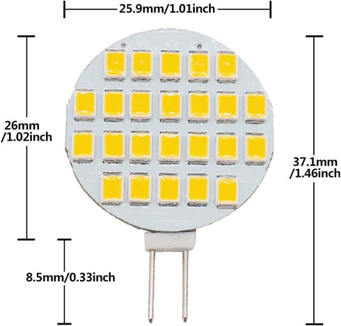 GRV G4 Bi Pin Base Halogen Replacement Bulb 24-2835SMD LED Bulb Lamp Super Bright RV Camper Under Cabinet Dome Light DC12V Dimmable Warm White Sof...