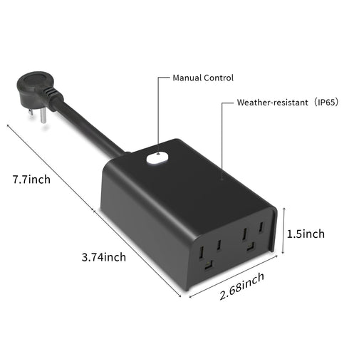 Minoston Outdoor Smart Plug Wi-Fi Plugs Outlet with 2 Individual Control Sockets, Weather-Resistance, Work with Alexa, Google Assistant, 125V, 2.4...