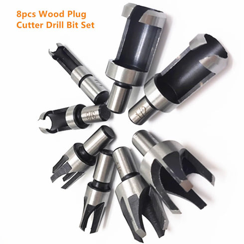 8Pcs Wood Plug Cutter Drill Bit Set, High Carbon Steel Titanium Coated Woodworking Chamfer Drill Bits Straight and Tapered Taper 6mm/ 10mm/ 13mm/ ...