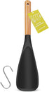 Large Silicone Cooking Spoons Set, Heat Resistant Big Serving Spoon, Nonstick Kitchen Long Spatula with Wooden Handle, Dishwasher Safe Cookware fo...