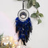 Dreamlike Deep Blue Tree of Life Dream Catcher Wall Decor with Healing Crystal Stone Handmade Feather Dream Catchers Decoration Wall Hanging for G...