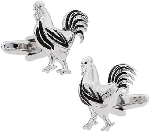 Chicken Rooster Pair Cufflinks in a Presentation Gift Box & Polishing Cloth...