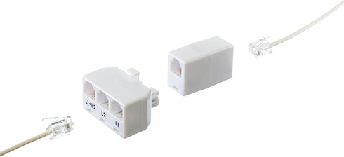 THE CIMPLE CO 2 Pack, White - 2 Line Phone Splitter - 3 Way Telephone Divider (1, 2, and Twin Lines) with RJ11 Keystone Jack - Adapter - 2 Pieces,...