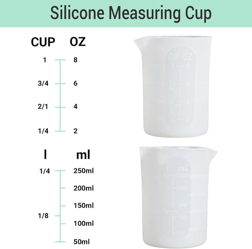 Gartful 250ml Silicone Measuring Cups, 4 PCS Large Nonstick Reusable Silicone Mixing Cups Durable Easy Clean for Epoxy Resin, Casting Molds, Stain...