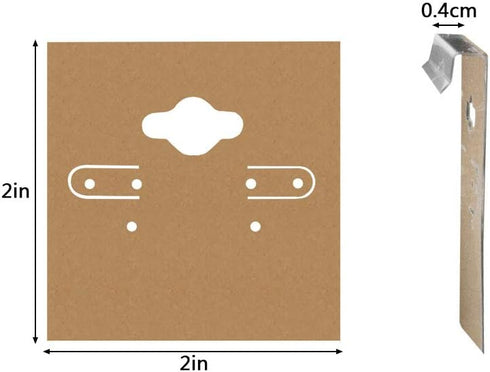 Kraft Paper Color Clamshell Hanging Brown Paper Earrings Display Card 2 x 2 inches...
