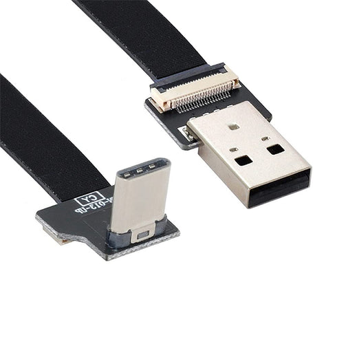 xiwai 2.0M Up Down Angled USB 2.0 Type-A Male to USB-C Type-C Male Data Flat Slim FPC Cable for FPV & Disk & Phone...