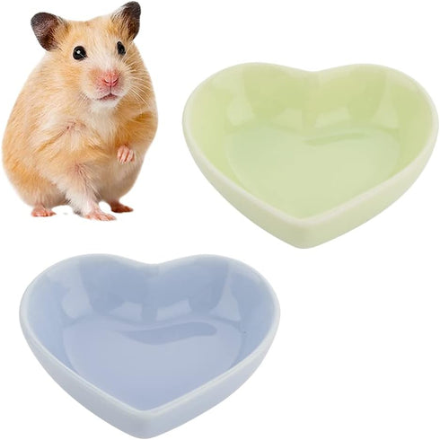 2 Pcs Hamster Ceramic Food Bowl Anti-turning Food & Water Dish for Hamster Gerbil Hedgehog Rat Rodent (Green and Purple)...