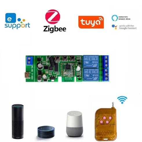 5V 12V ZigBee Smart Relay Switch,Adjustable Selflock and Momentary Working Mode,Works with Tuya eWelink Zigbee Gateway(1 Channel,2 Channel,4 Chann...