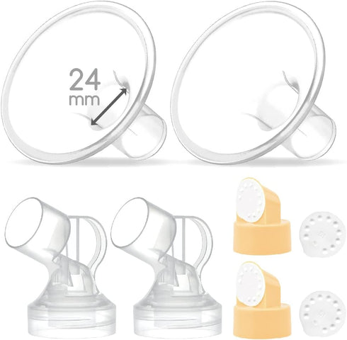 Maymom Pump Parts 2X Detachable Breastshield (24mm) with Valve Membrane and Maymom Connector,Compatible with Medela Breast Pump Parts...