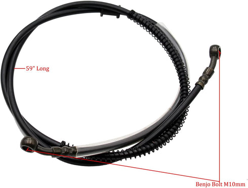 59" Hydraulic Brake Hose Line 10mm Banjo Connect For Scooter ATV Pit Quad Dirt Bike Go Kart Buggy...