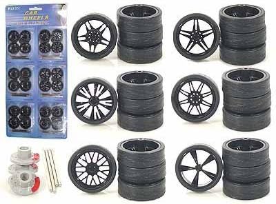 YMCtoys 1:24 Scale Model Car Spokes Black Rims Replacement 6Set...