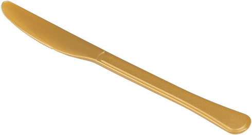 JAM PAPER Premium Utensils Party Pack - Plastic Knives - Gold - 48 Disposable Knives/Pack...