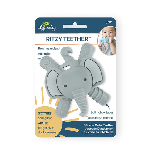 Itzy Ritzy - Ritzy Teether for Molars - Massages Sore Gums & Reaches Back Molars - Silicone Baby Teething Toy with Multiple Textures & Flexible De...