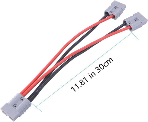 50A Connector Plug with 8AWG Wire, Y-Shaped Quick Connect Battery Harness, Forklift Plug Wire, Pair of Fixed Power Forklift connectors -30cm/0.98 ...