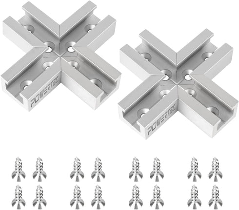 POWERTEC 71415-P2 T-Track Intersection Kit For 3/8" Mitered T Track with Pre-drilled Holes and Mounting Hardware, 2 Sets...