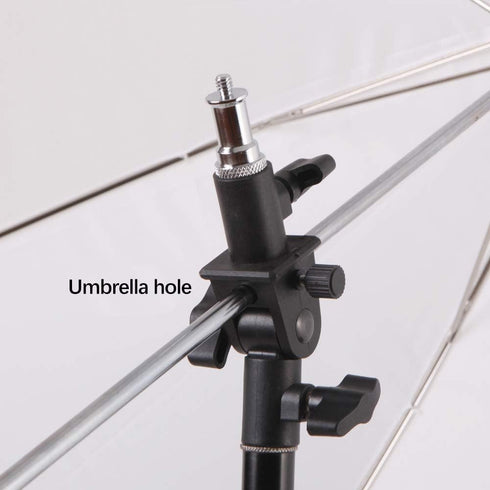 WELLMAKING 2PCS U Shape Tilt Adapter Swivel Mount Umbrella Holder Light Stand with Standard 1/4 to 3/8 inch Metal Male Screw Adapter Spigot Stud f...