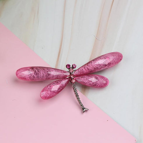 3Pcs Color Dragonfly Brooch Creative Bag Sweater Pin Brooches Insect Gift Dark green Rose red Gray white...