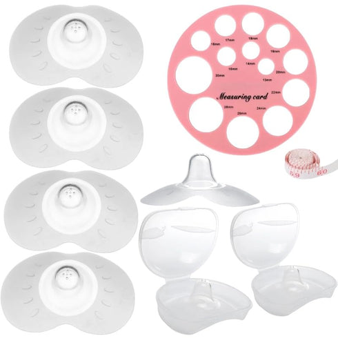 Nipple Shields for Nursing Newborn | Four Nipple Shields with Two Carrying Cases and Measuring Card | (20mm) Contact Nipple Shields for Breastfeed...