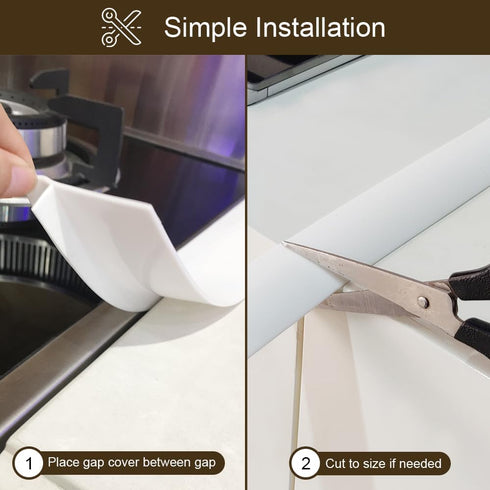 Silicone Kitchen Stove Counter Gap Covers, Heat Resistant Kitchen Counter Gap Non-Tacky Filler Seals Spills Between Counter, Stovetop, Oven, Washe...