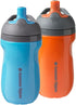 Tommee Tippee Insulated Sportee Bottle, for 12m+, 9oz, Pack of 2 Non-Spill Toddler Water Bottles, Orange and Blue, with Two-Piece Valve to Help St...