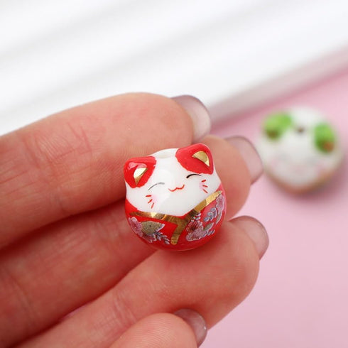 16Pcs Mix Ceramic Lucky Cat Colorful Porcelain Beads for Jewelry Making DIY Necklace Bracelet Charms Handmade Craft Supplies...