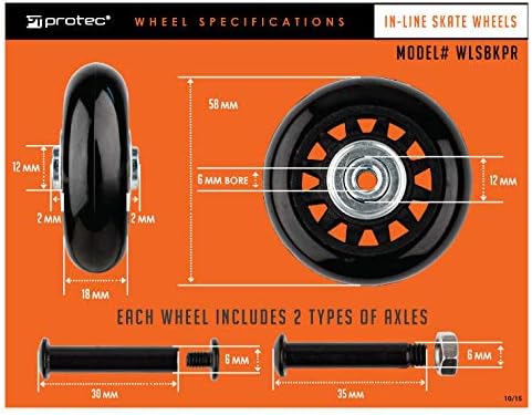 Protec Replacement Inline Skate Wheels (Pair) (WLSBKPR)...
