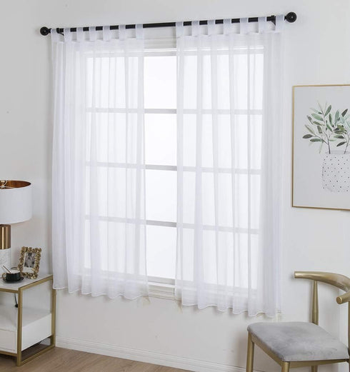 ZebraSmile 1 Panel Tab Top Voile Sheer Curtain Loop Sheers for Living Room Divide Drape Bedroom Small Window Drape White 69(H) X55(W) in...