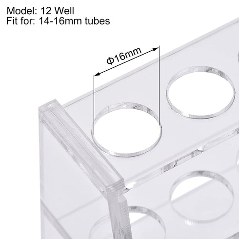 uxcell Acrylic Test Tube Holder Lab Stand Rack 12 Wells for 10ml Centrifuge Tubes Clear...