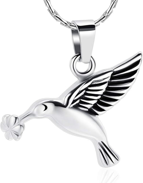 constantlife Hummingbird Cremation Jewelry Keepsake Stainless Steel Human Pet Urn Necklace for Ashes for Women Men Memorial Pendant...