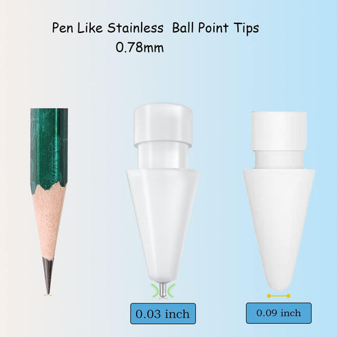 Upgraded Pencil Tips fit for Apple 2nd 1st Gen USB-C iPad Pro Air Mini Pencil,0.78mm No Wear Out iPencil Fine Point Accurate Increasing Apple Pen ...