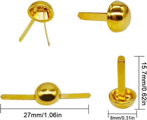 300 Pieces Paper Fasteners Brads Round Fasteners for Art Crafting School Project Decorative Scrapbooking Crafts Making DIY Supplies 8 x 15mm (Gold...